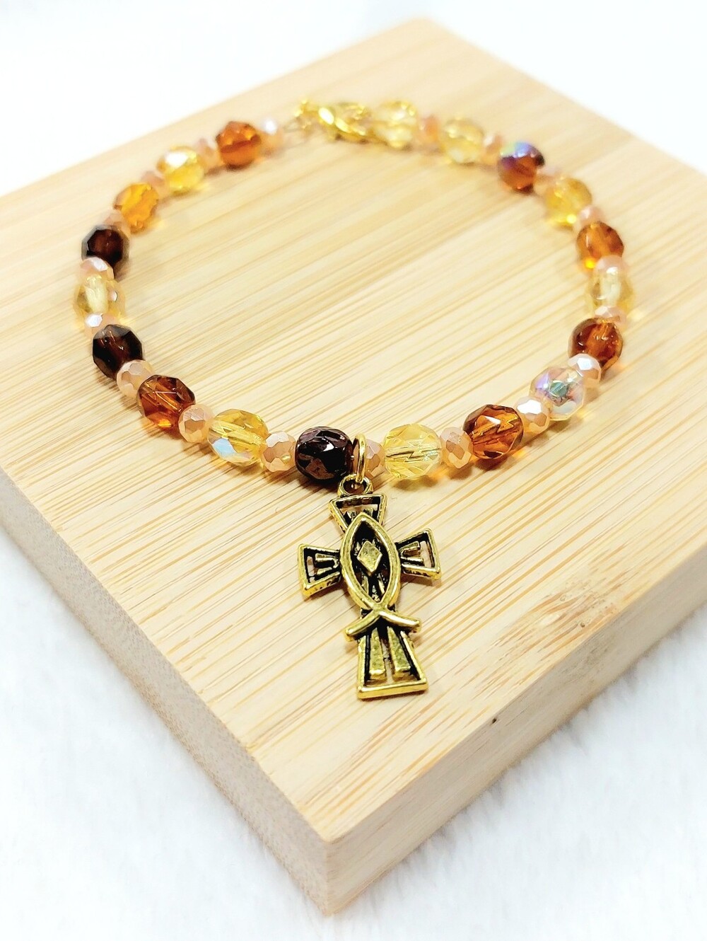 ICHTHYS JESUS FISH Beaded Bracelet